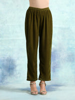 Thumbnail for trueBrowns Mehandi Velvet Pant - Distacart