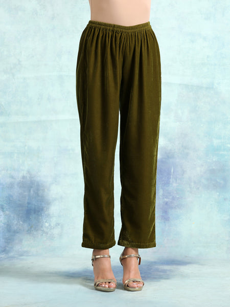 trueBrowns Mehandi Velvet Pant - Distacart