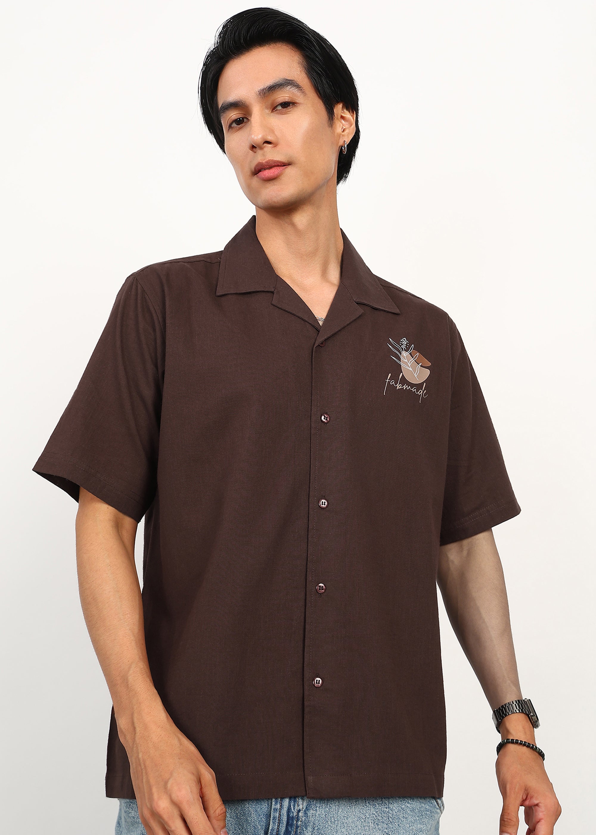 Fabmade Mocha Linen Shirt - Distacart