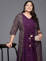 Thumbnail for Ahalyaa Plus Size V-neck Maxi Ethnic Dress - Distacart