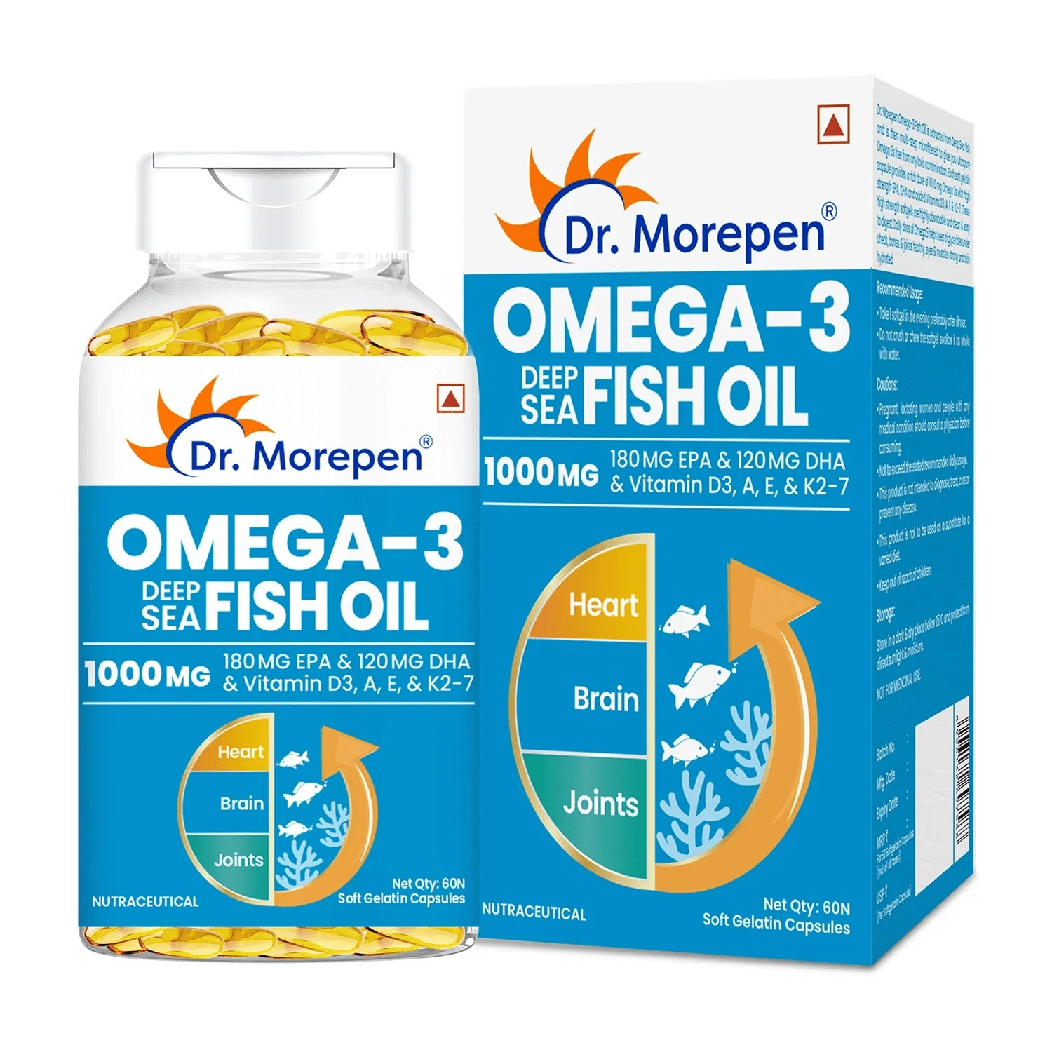 Dr. Morepen Iron & Zinc + Omega-3 Deep Sea Fish Oil 1000Mg Combo