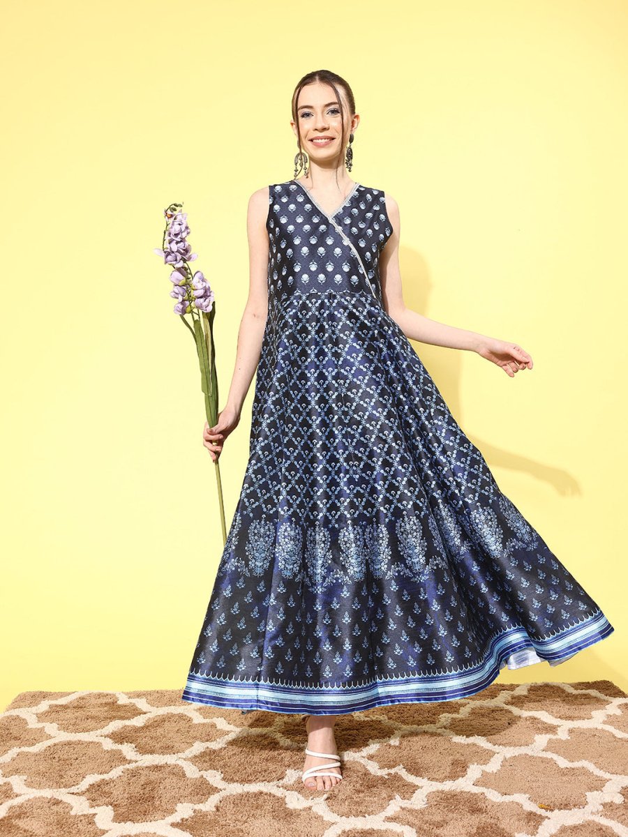 Ahalyaa Floral Printed Maxi Ethnic Dress - Distacart