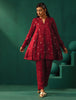 trueBrowns Maroon Diamond Viscose Silk Relaxed Co-ord Set - Distacart