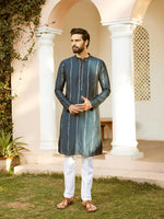 Thumbnail for Fabmade Embroidered Regular Sequinned Chanderi Silk Kurta With Pyjamas