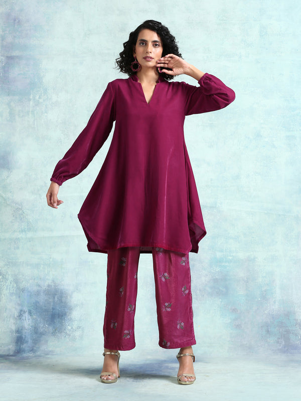 trueBrowns Magenta Velvet Co-Ord Set - Distacart