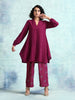 trueBrowns Magenta Velvet Co-Ord Set - Distacart