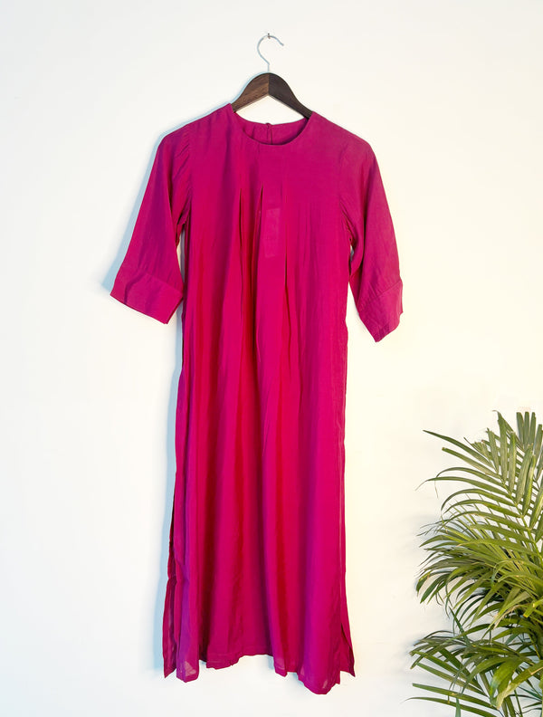 trueBrowns Pink Muslin Long Kurta