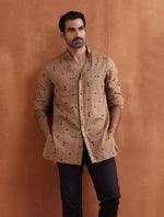 Thumbnail for trueBrowns Men's Brown Printed Short Kurta