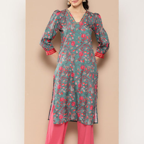 Ahalyaa Women Floral Printed Gotta Patti Floral Crepe Kurta - Distacart