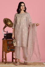 Thumbnail for BulBul Women’s Mocha Mousse Embroidered Kurta Set with Dupatta