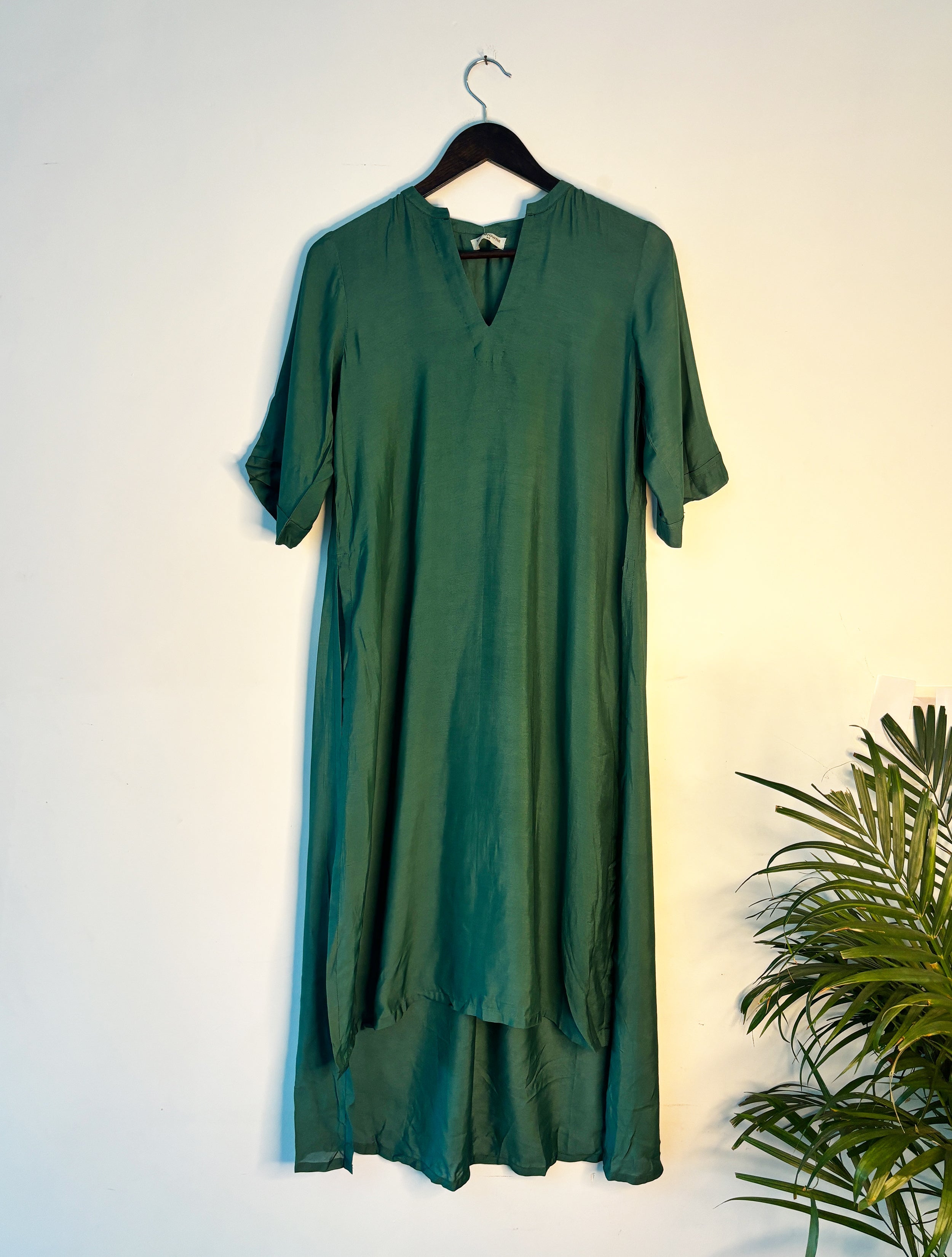 trueBrowns Green Silk Kurta - Distacart