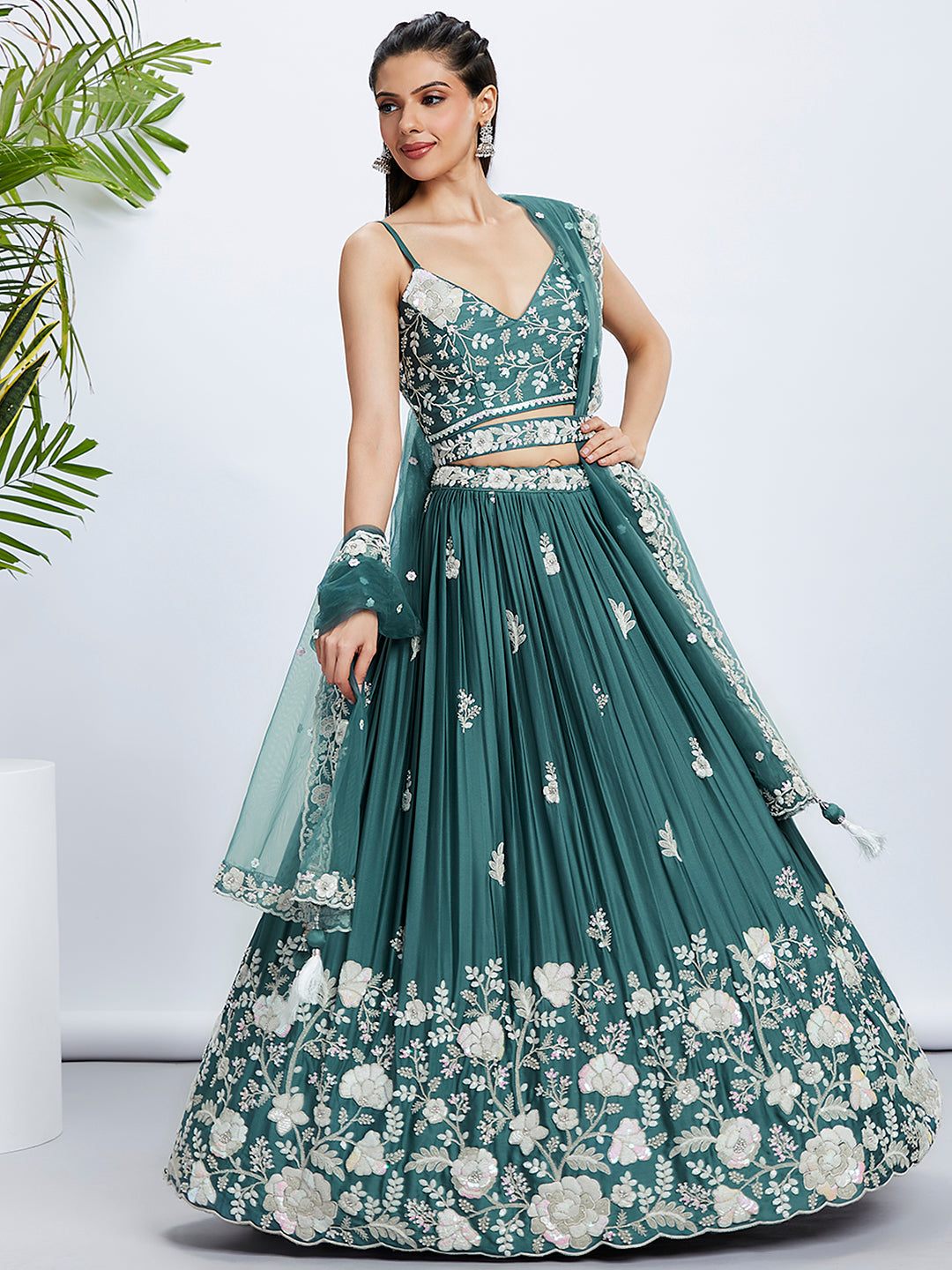 House of Panchhi Pink Pure Georgette Position Printing With Siroski Stone Work Lehenga Choli & Dupatta - Distacart