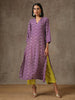trueBrowns Purple White Lehariya Printed Silk kurta Pant Set - Distacart
