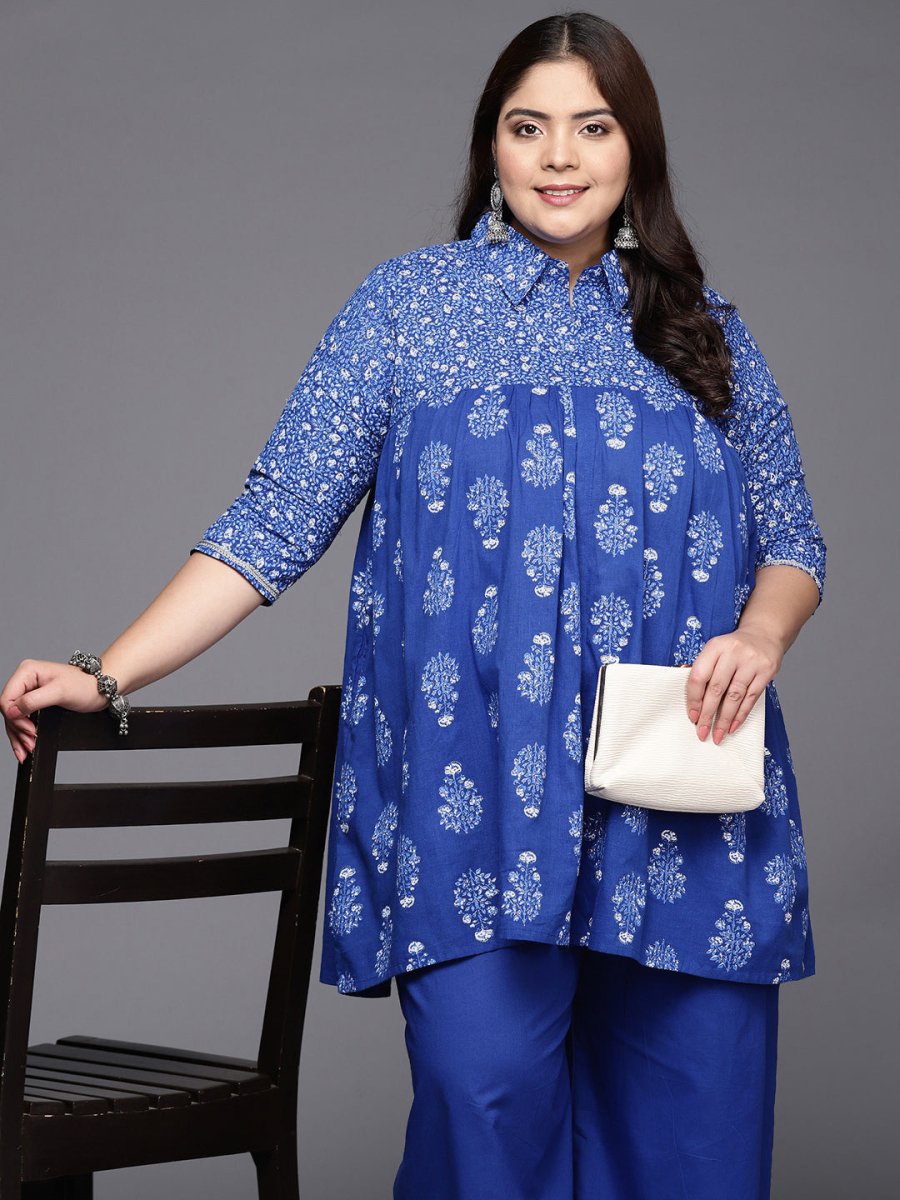 Ahalyaa Women Plus Size Cotton Tunic with Palazzos - Distacart