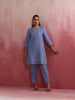 trueBrowns Sky BLue Cotton Kurta Co-ord set - Distacart