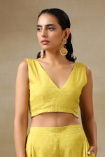 Thumbnail for trueBrowns Lime Green Bandhani Printed Silk Sleeveless Blouse - Distacart