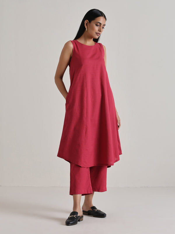 trueBrowns Honey Red Panelled Co-ord Set - Distacart