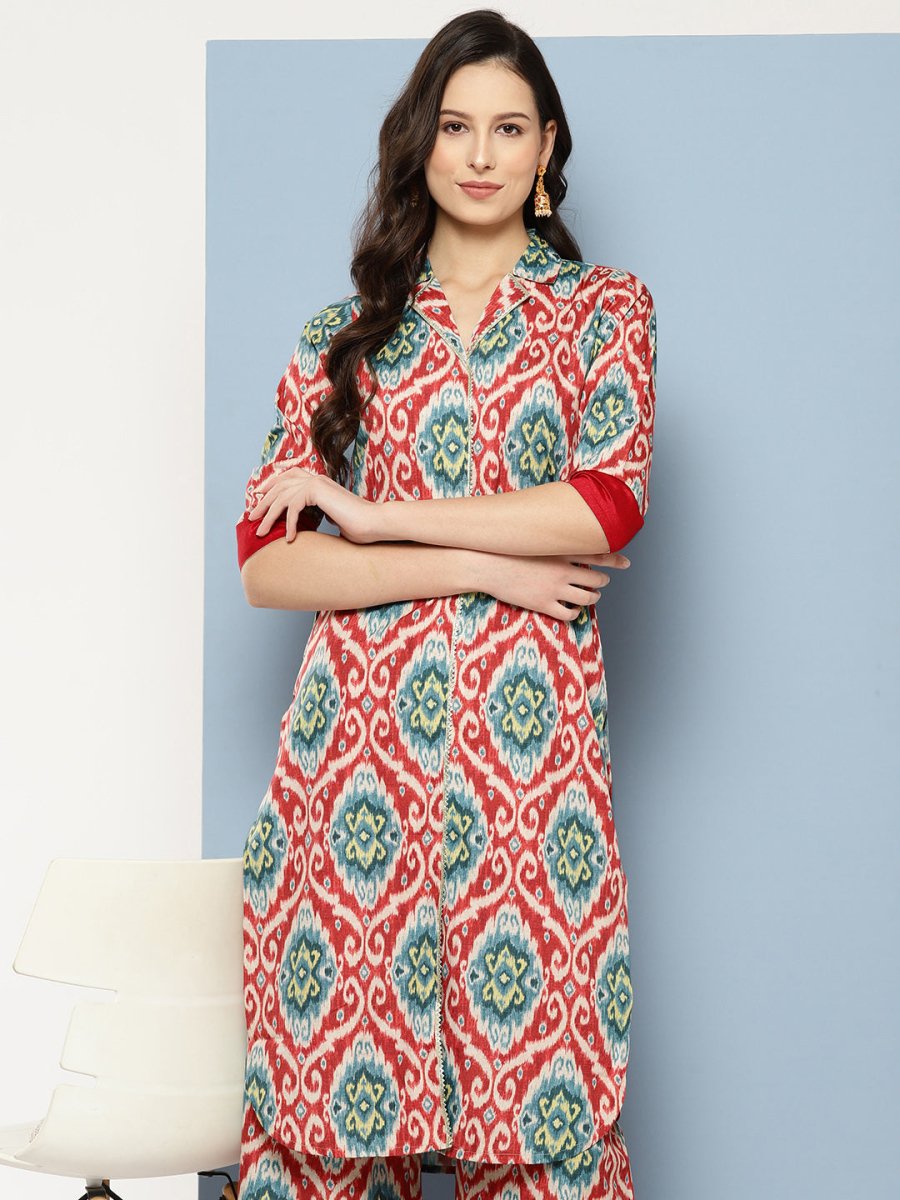 Ahalyaa Women Ethnic Motifs Printed Regular Gotta Patti Kurta with Palazzos - Distacart