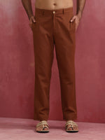 Thumbnail for trueBrowns Men's Brown Cotton Twill Pants - Distacart