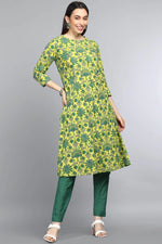 Thumbnail for Ahika Women Cotton Printed Simple Function Wear Green Kurti - Distacart