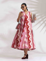 Thumbnail for trueBrowns Pink Cotton Abstract Print Dress