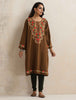 trueBrowns Brown Kashmiri Embroidered Woollen Phiran Kurta - Distacart
