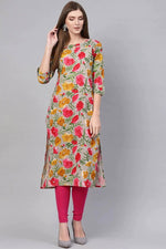 Thumbnail for Ahika Printed Grey Rayon Blend Fabric Kurti