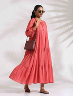 Thumbnail for trueBrowns Pink Cotton Tier Dress