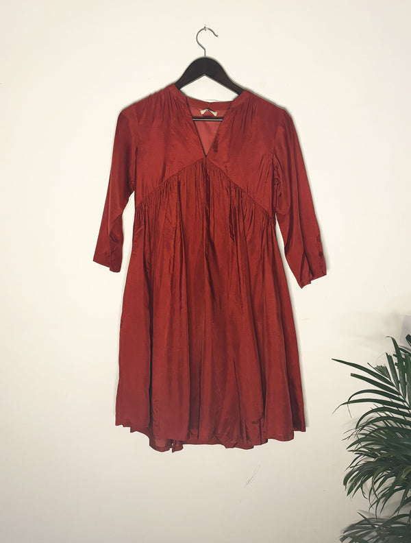trueBrowns Maroon Silk Top