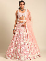 Thumbnail for House of Panchhi Rose Gold Chinon Sequins And Zarkan Embroidery Lehenga Choli & Dupatta - Distacart