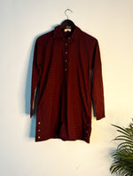 Thumbnail for trueBrowns Maroon Straight Men's Kurta