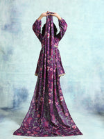 Thumbnail for trueBrowns Wine Printed Velvet Shawl - Distacart