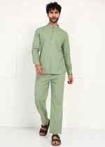 Thumbnail for Fabmade Sage Linen Kurta Co-Ord Set - Distacart