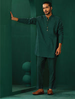 Thumbnail for trueBrowns Men's Turquoise Dobby Co-ord Set - Distacart