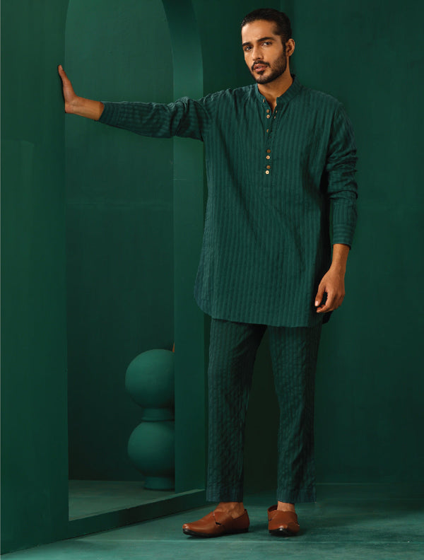 trueBrowns Men's Turquoise Dobby Co-ord Set - Distacart