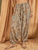 Thumbnail for InWeave Beige Paisley Flower Harem Pant