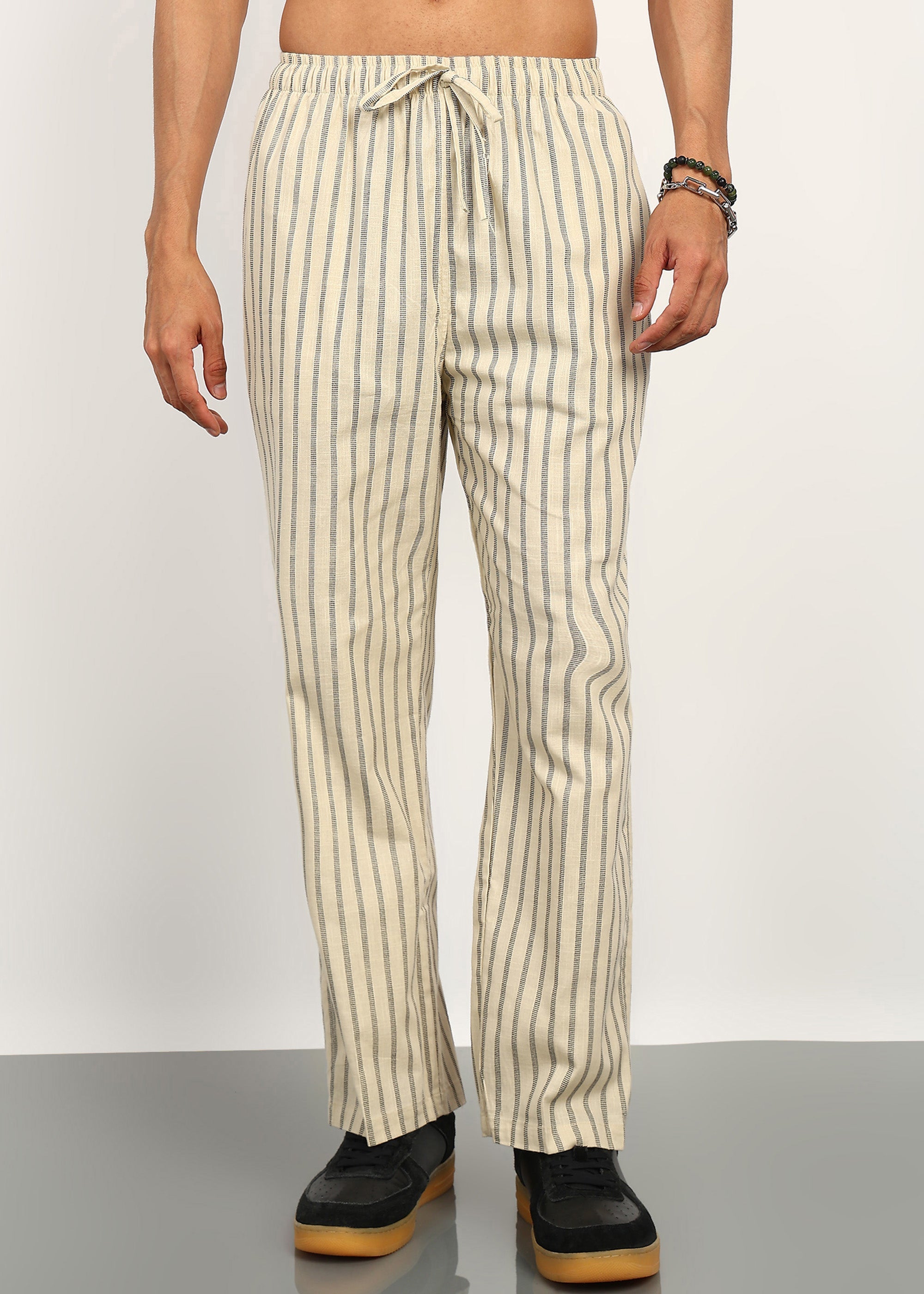 Fabmade Sandline Stripe Linen Trousers - Distacart