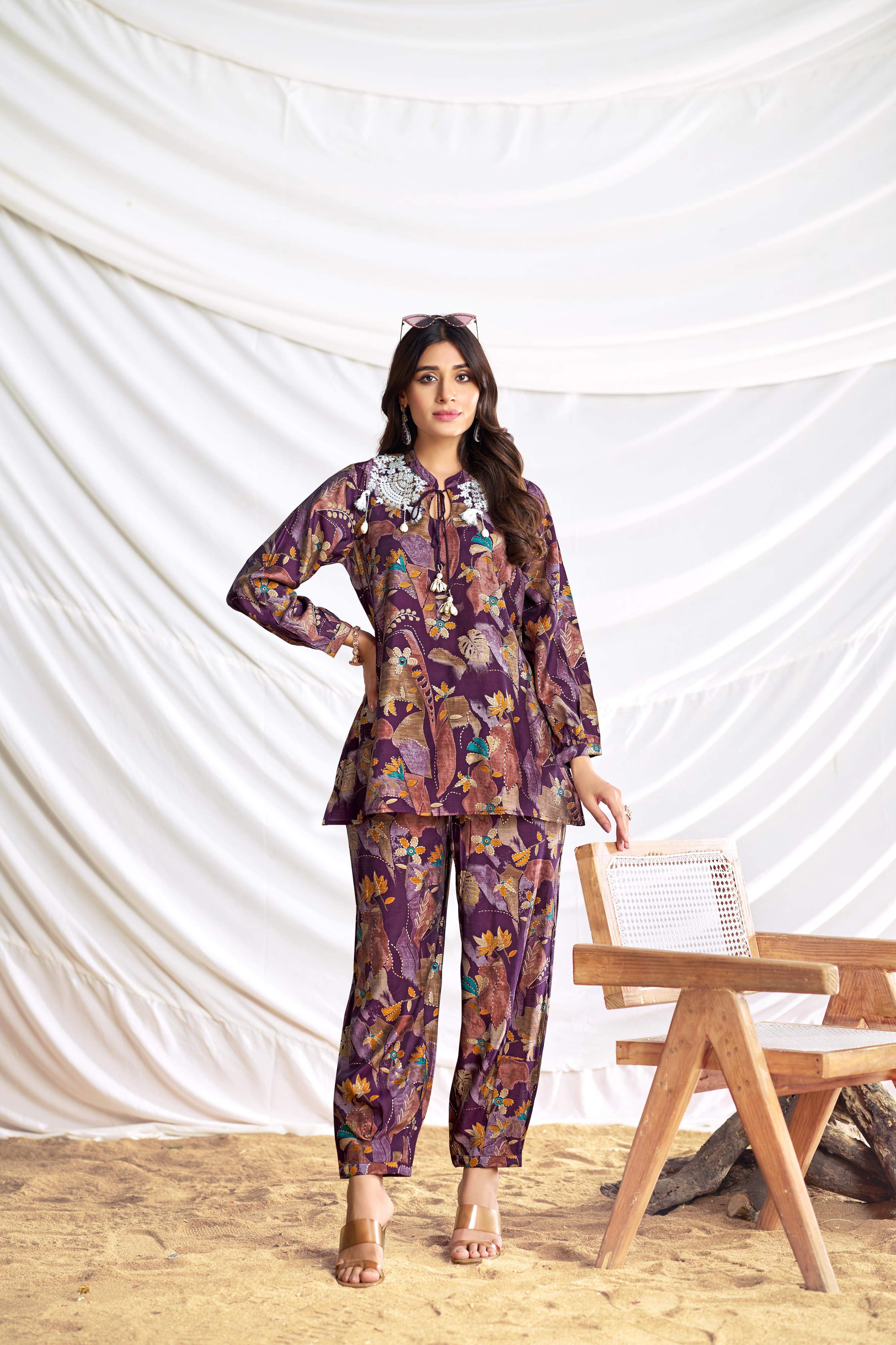 BulBul Nilisha Purple Chanderi Co-Ord Set