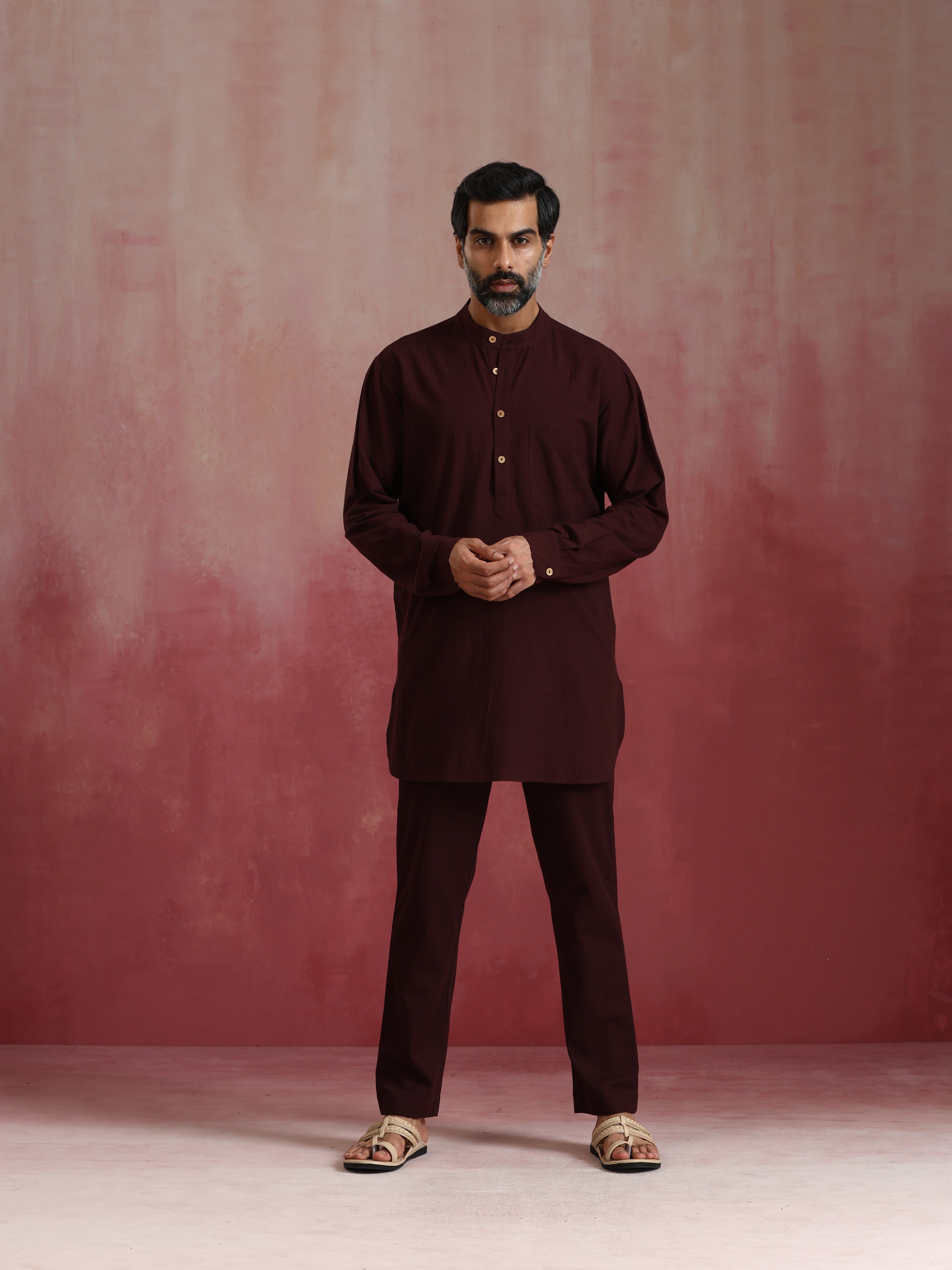 trueBrowns Men's Cola Cotton Mandarin Collar Kurta Co-ord set - Distacart