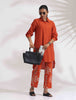 trueBrowns Orange Cotton Solid Shirt Kurta Co-ord Set - Distacart