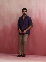 Thumbnail for trueBrowns Men's Purple Cotton Shirt