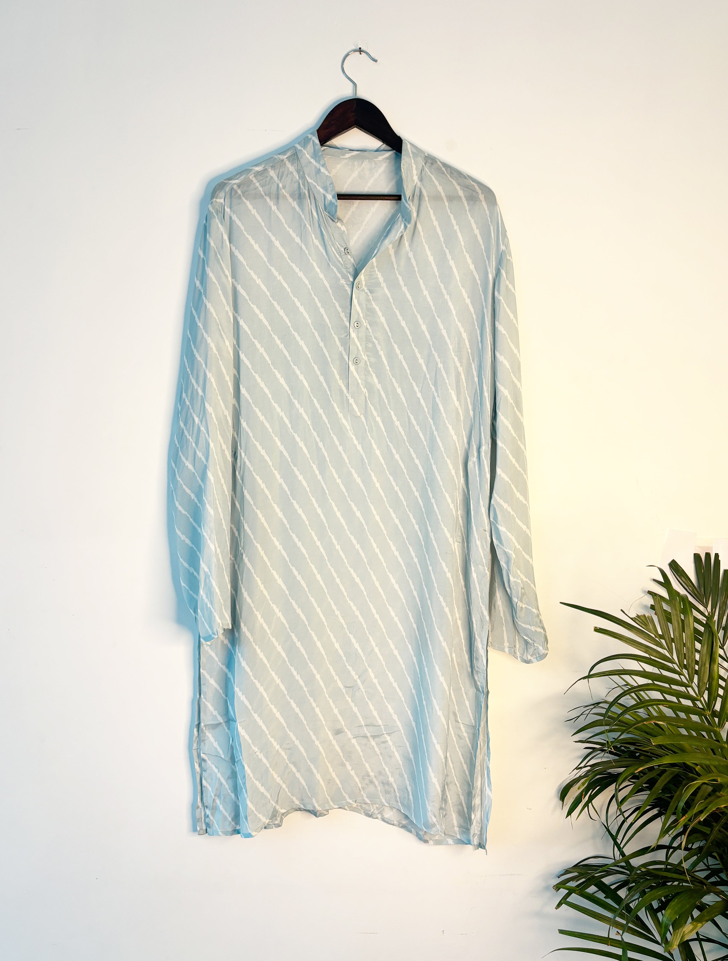 trueBrowns Blue Leheriya Men's Kurta - Distacart