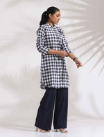 Thumbnail for trueBrowns Blue Cotton Check Kurta Co-ord Set