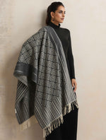 Thumbnail for trueBrowns Charcoal Geometric Woollen Stole