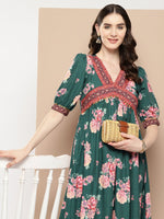 Thumbnail for Ahalyaa Women Floral Printed Empire Ethnic Dress - Distacart