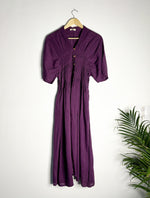 Thumbnail for trueBrowns Purple Slub Pleated Kurta