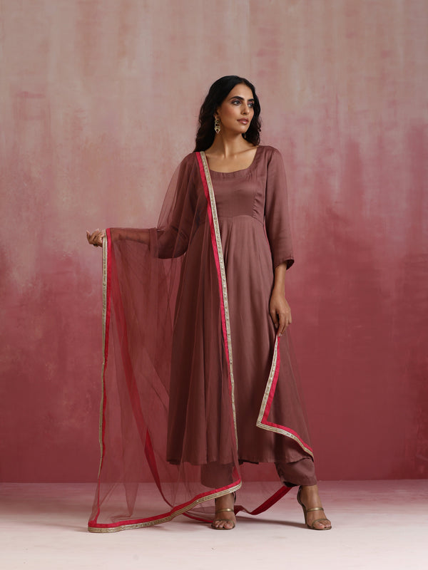 trueBrowns Brown Modal Anarkali Kurta Set
