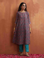 Thumbnail for trueBrowns Purple Print A-line Kurta Set - Distacart