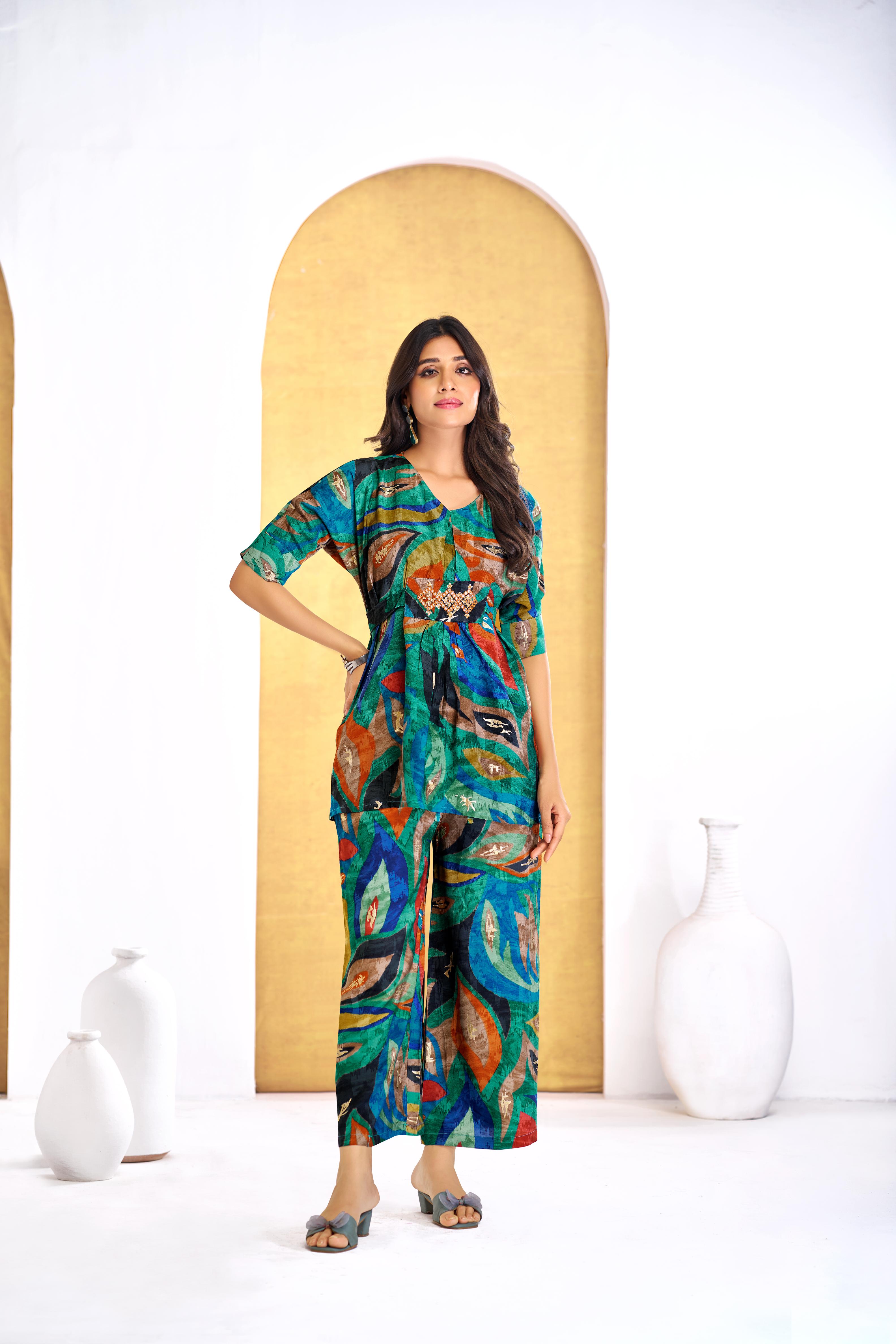 BulBul Kalki Green Chanderi Co-Ord Set