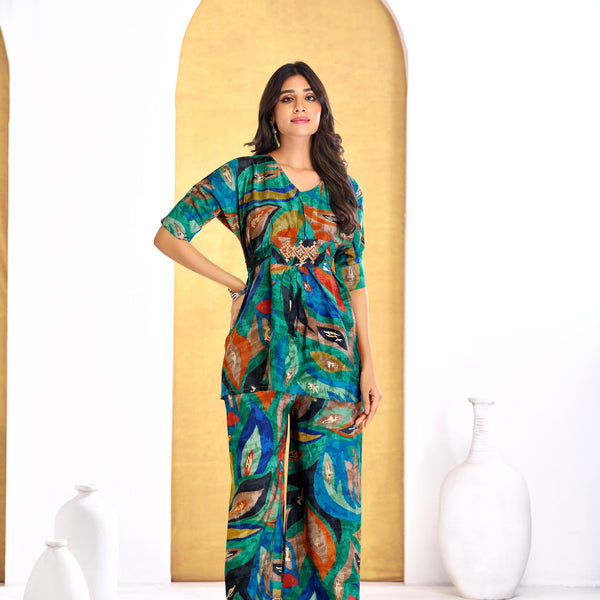 BulBul Kalki Green Chanderi Co-Ord Set